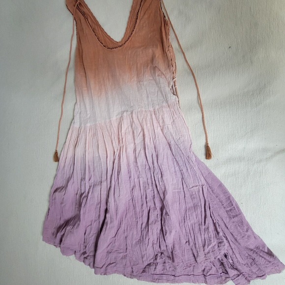 Free People Tunic Top Dress Bali Birdi Embroidered Open Tie Back Cottagecore - Picture 4 of 16